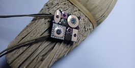 Boho Designer Kette mit Email Strass Vintage Hippie