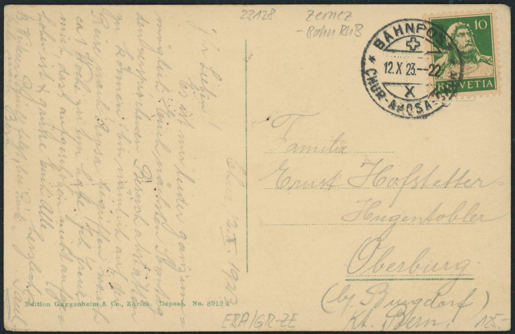 Cartoline postali: GR Zernez - Bahnhof - Rhätische Bahn RhB – Usato da Schindellegi venduto da dolpitz 1