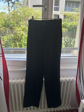 Pantalon élégant bleu fonce taille haute - parfait pour l'ét