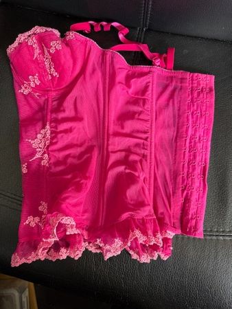 Corsage mit Spitze in pink Gr.XS