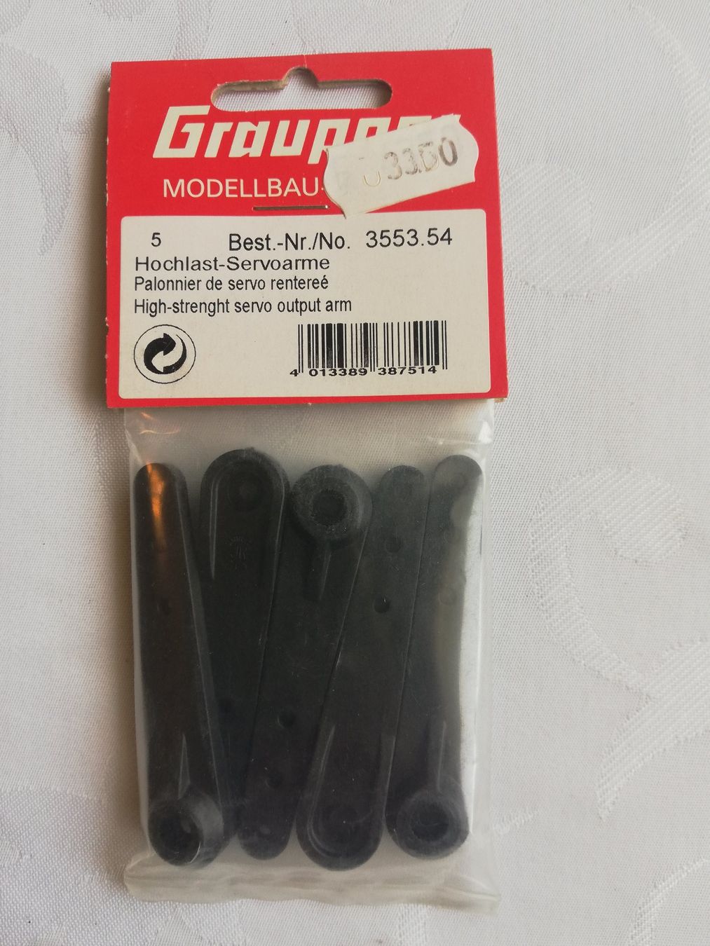 Graupner Modellismo RC: Graupner Hochleistungs-Servoarme 5 Stk. – Nuovo e nell'imballaggio originale da Flüh venduto da AMS-Modellbau