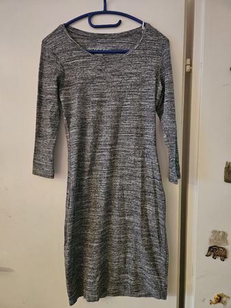 Grau meliertes Kleid, Grösse L, langarm