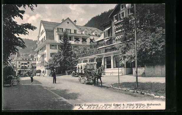 Ansichtskarten: Engelberg, Hotel Engel u. Hotel Müller, – Gebraucht aus Berlin von bartko-reher