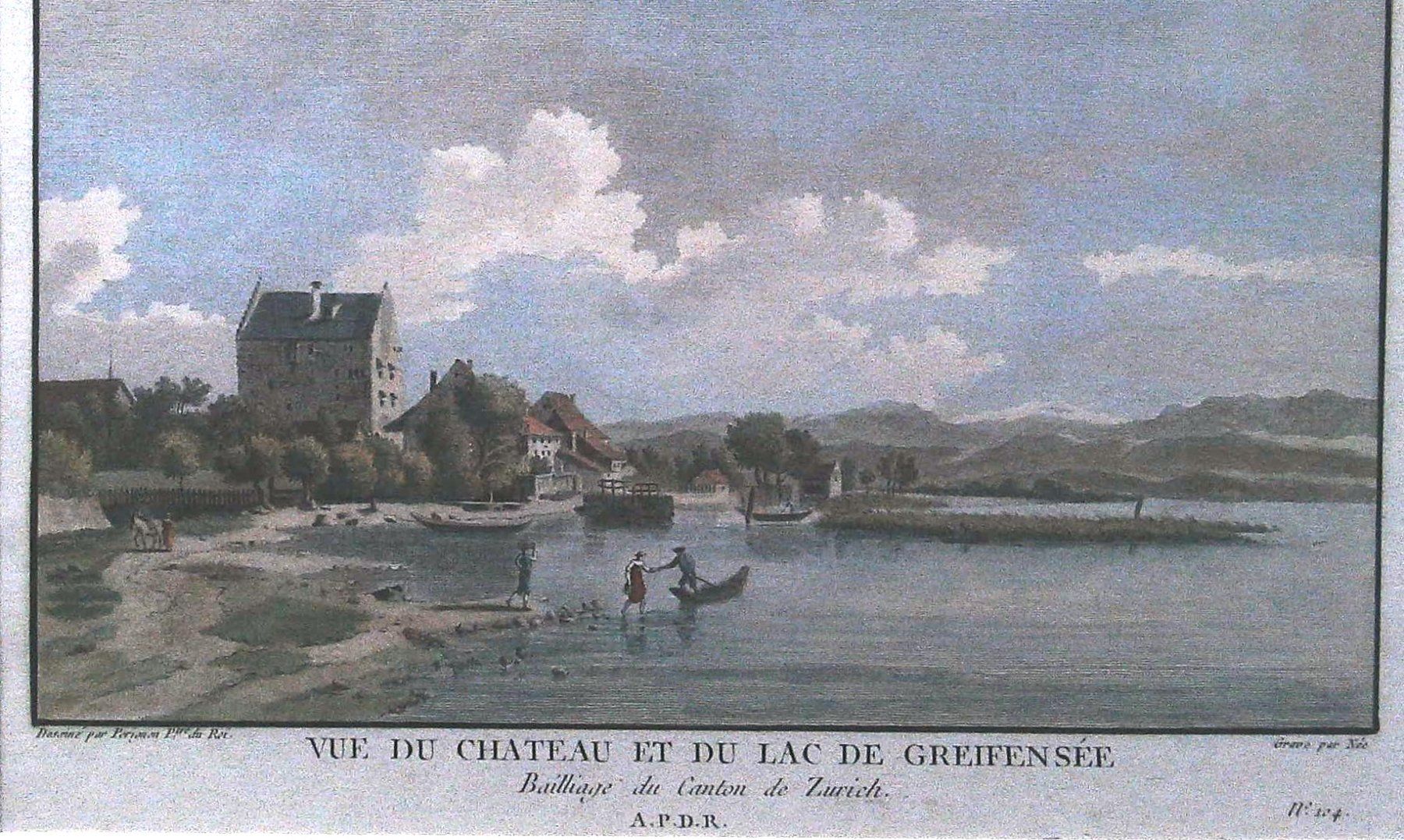 Incisioni: Greifensee Originalkupferstich 1780 gerahmt – Usato da Rafz venduto da Helvet32 1