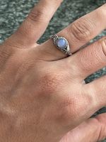 Vintage Silberring mit Mondstein Gr 58