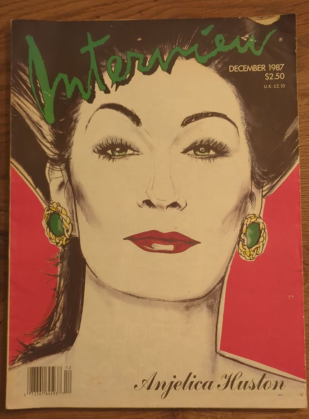 Riviste & Magazine: Magazine Interview Décembre 1987 - Anjelica Huston – Usato da BERN venduto da JeremBern