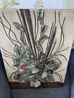 Keramik Wandbild mit Herbstmotiv / Relief / Wanddeko / 70er 