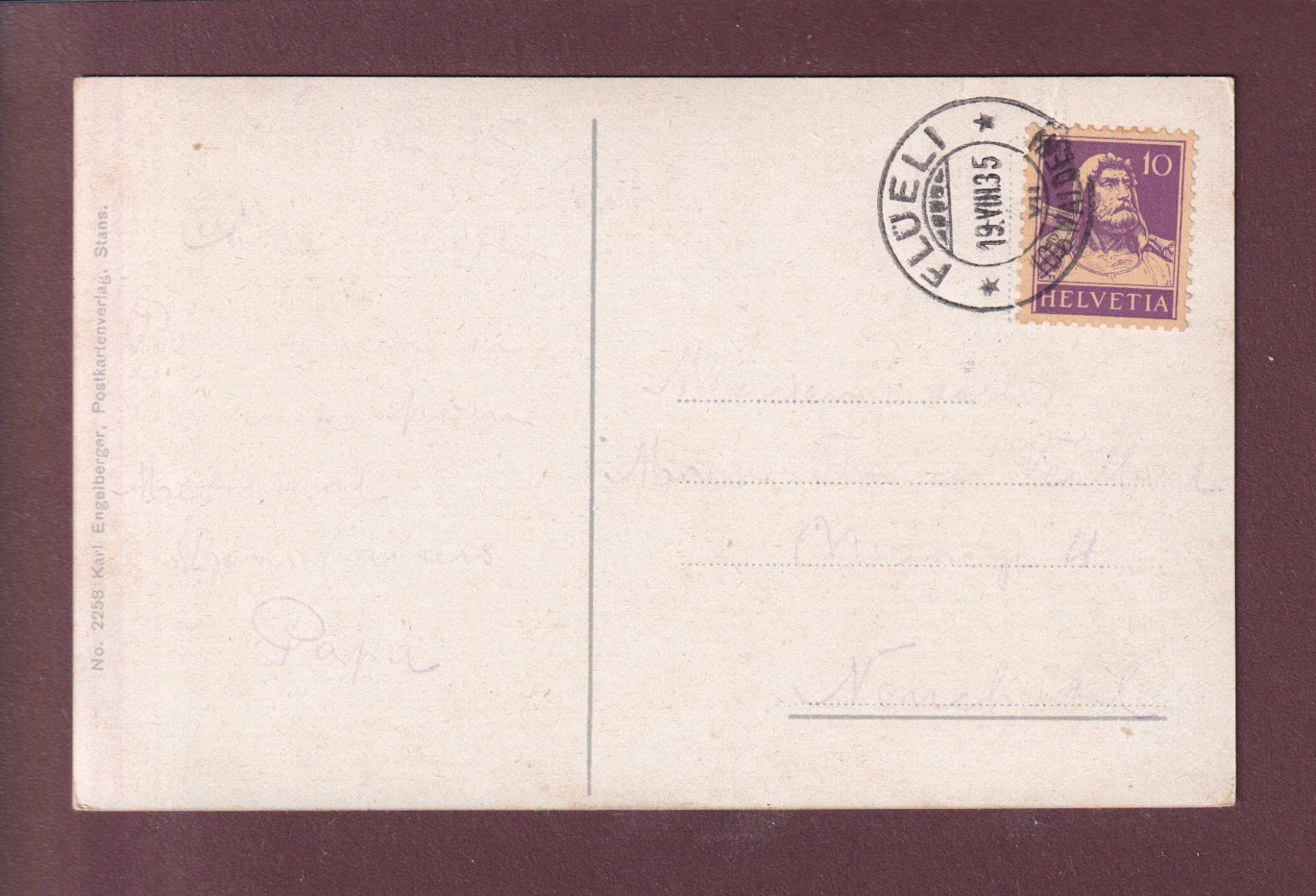 Ansichtskarten: FLÜELI RANFT - 1935 // Eckbug // – Gebraucht aus Pully von nicecards 1