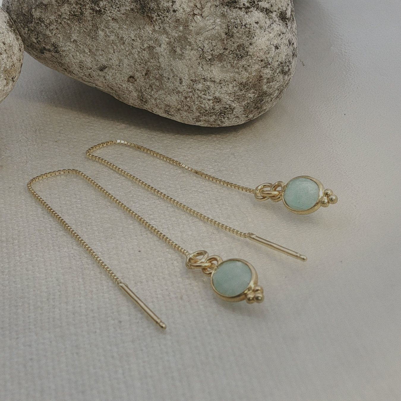 Olga Ribler Orecchini pendenti & Orecchini a lobo: Kettenohrringe mit Amazonite in Silber vergoldet – Nuovo (secondo la descrizione) da Luzern venduto da Schmuckoutlet 4