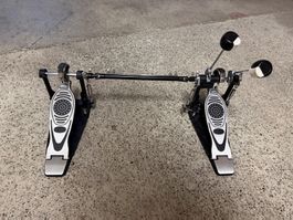 Doppelpedal Schlagzeug schwarz silber gebraucht Zustand