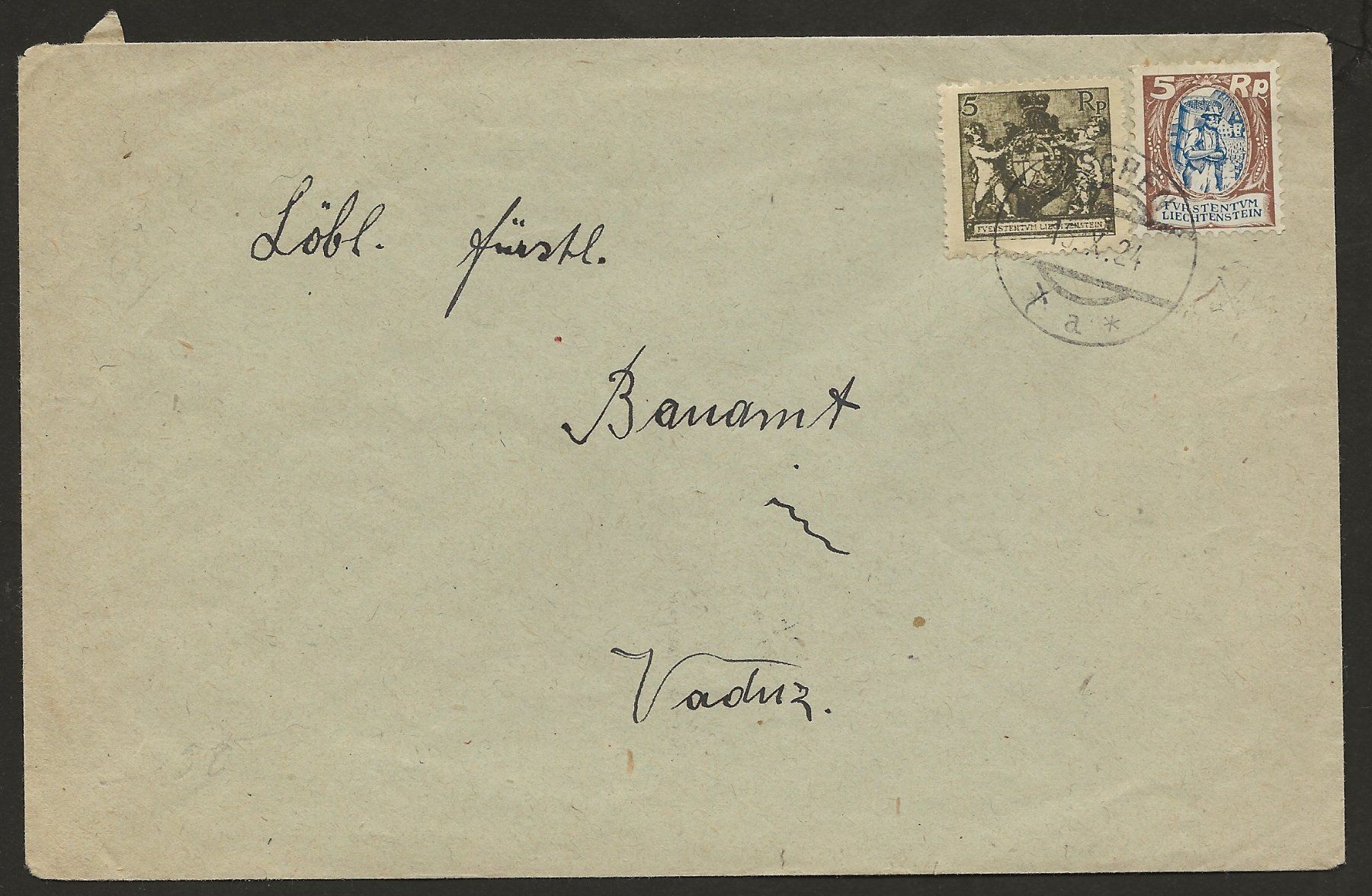 Tutti i francobolli: Brief Liechtenstein 1924 Eschen Vaduz – Usato da Au ZH venduto da xelagreb01
