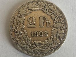 Pièce de 2 francs en argent 1908