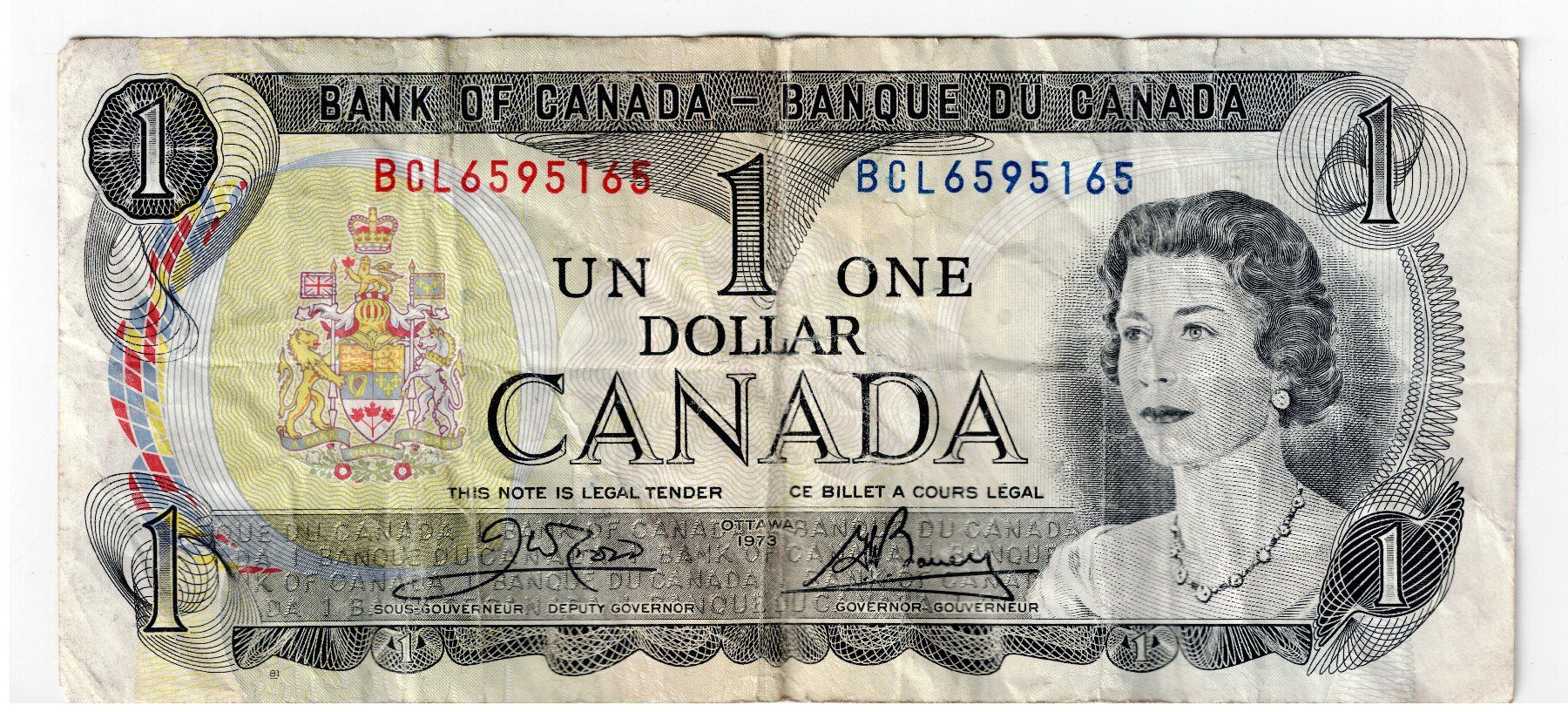 Banconote: Canada $ 1 Dollar 1973 Geldschein Banknote – Usato da Tenniken venduto da mik_6mxg 2