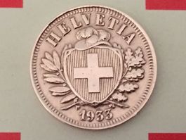 2 Rappen 1933 -vz, nur 1,0 Mio!