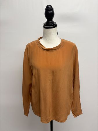 Turnover Bluse aus Seide leicht Gr. 34 braun beige