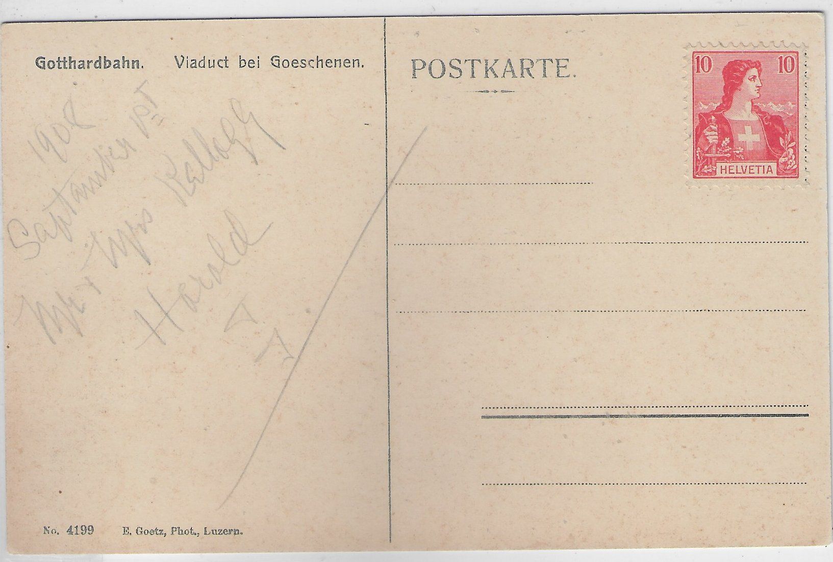 Cartoline postali: Gotthardbahn - Viadukt bei Goeschenen - Dampflok - Litho – Usato da Ettingen venduto da Kartenplanet 1