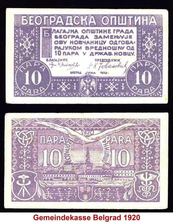 Banknoten: Notgeld Belgrad 1920, Serbien – Gebraucht aus Flamatt von samowarow