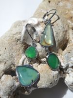 Ohrhänger in Grüntönen, Boho Style, mit Klappverschluss /neu