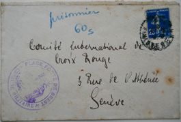 Brief intern. Rote Kreuz mit Zenusrstempel Brest (Bretagne)