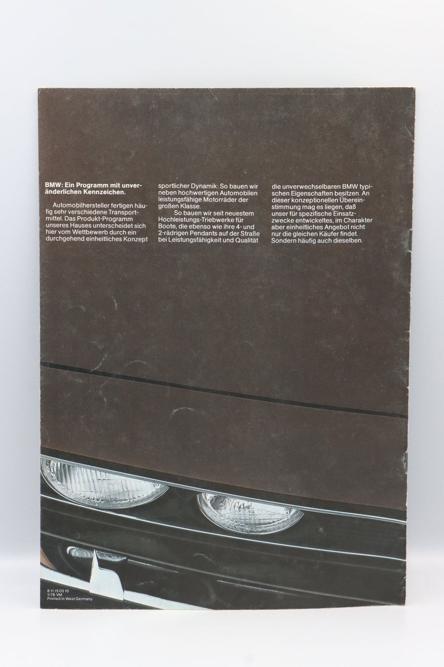 BMW Documents: BMW Modellprogramm 1978 Prospekt – D'occasion à Bühl b.Aarberg par Collectorpassions 1