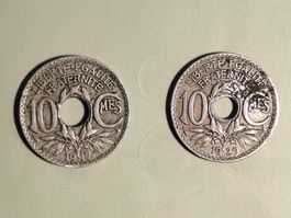 2x  10 Centimes France Lindauer 1917 et 1929