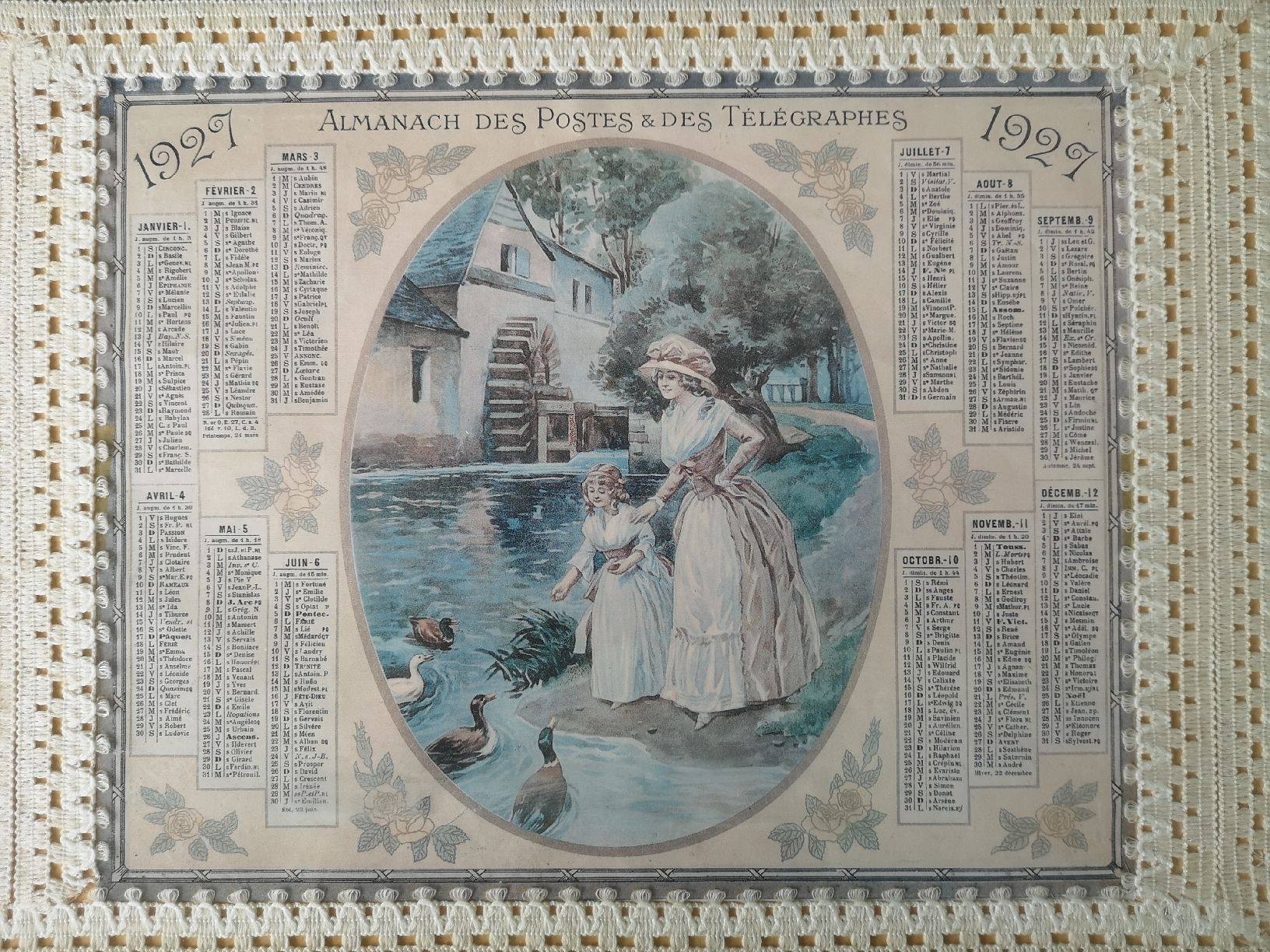 Poster & Bilder: 1927 schönes Bild mit Kalender 1927 – Gebraucht aus Kleindietwil von wecker21 1