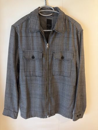 H&M Hemdjacke kariert grau Reissverschluss Grösse S