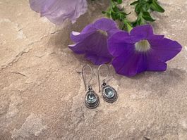 Ohrringe Ohrhänger in 925 Silber m. Aquamarin u. Ornamenten