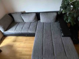 Ecksofa grau schwarz Stoff Kunstleder gebrauchter Zustand
