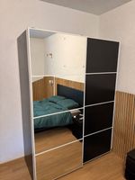 PAX Schwebetürenschrank Spiegel Schwarz-Eichenholzmuster