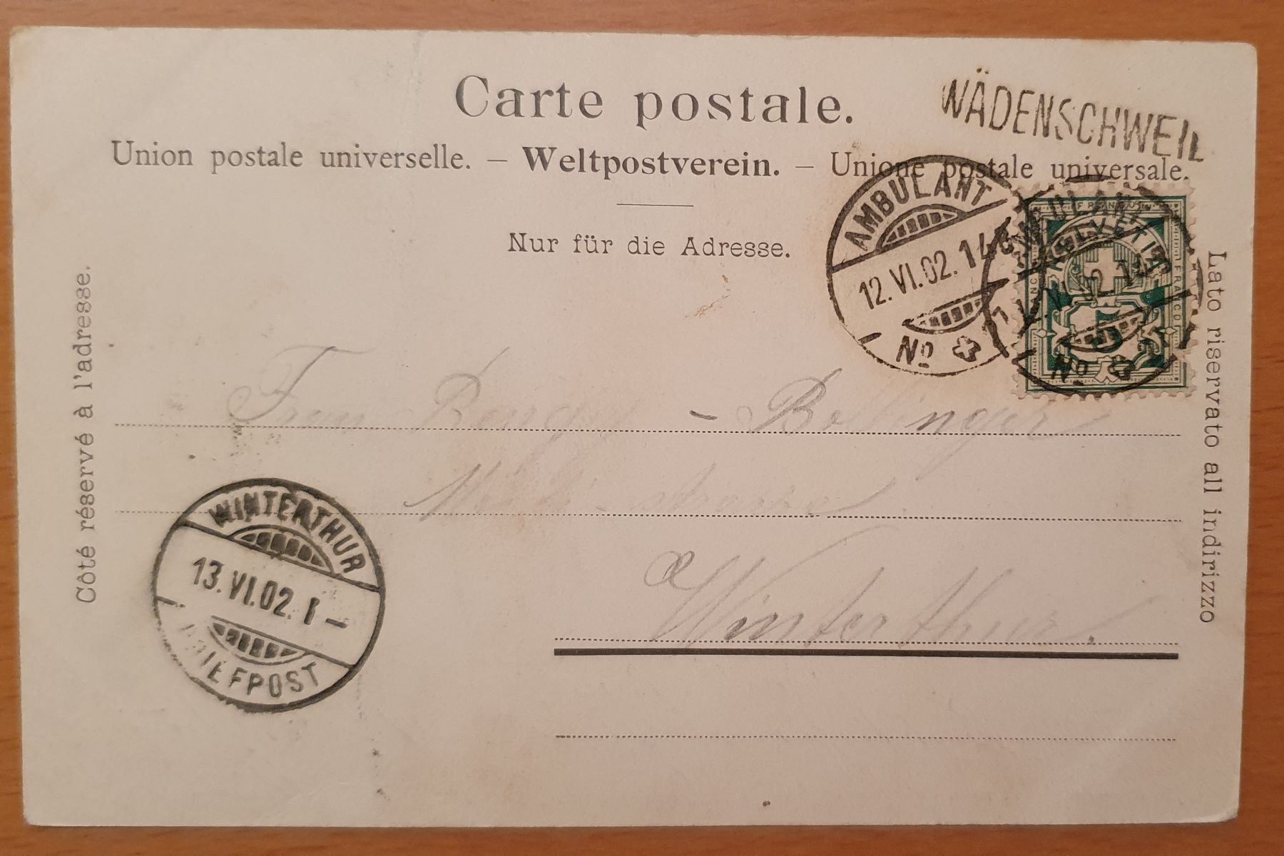 Cartoline postali: Wädenswil - Schloss 1902 – Usato da Kreuzlingen venduto da Rschweiz1 1