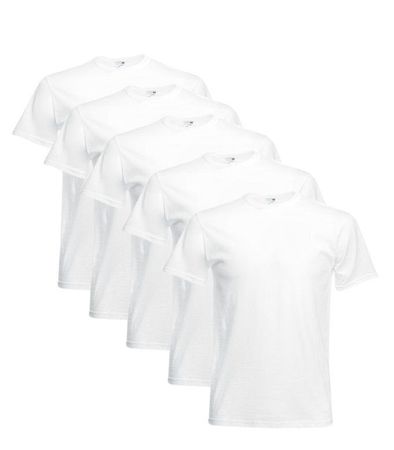 5er Pack Rundhals T-Shirt - Grösse L, in weiss