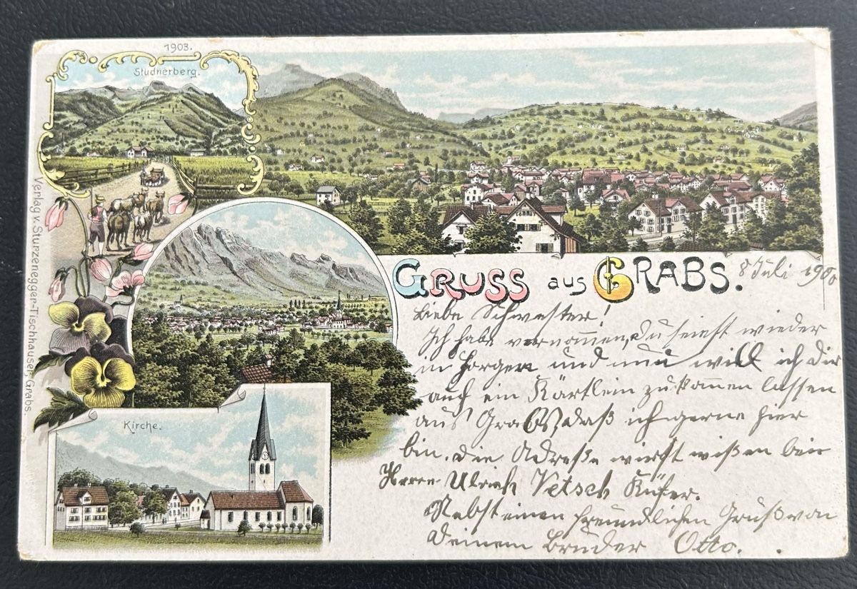 Ansichtskarten: Gruss aus Grabs Litho  – Gebraucht aus Horw von Tellbub