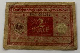 Darlehnskassenschein Zwei Mark 2 Mark 1920 Deutschland