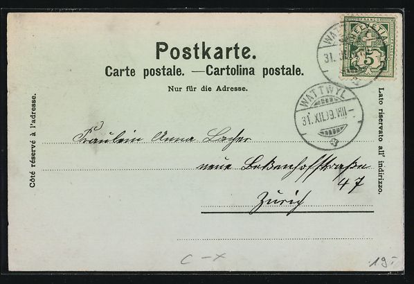 Ansichtskarten: Mondschein-Lithographie Wattwyl, Kranken – Gebraucht aus Berlin von bartko-reher 1