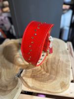 Lederhalsband Windhund Leder S handgemacht breit Swarovski