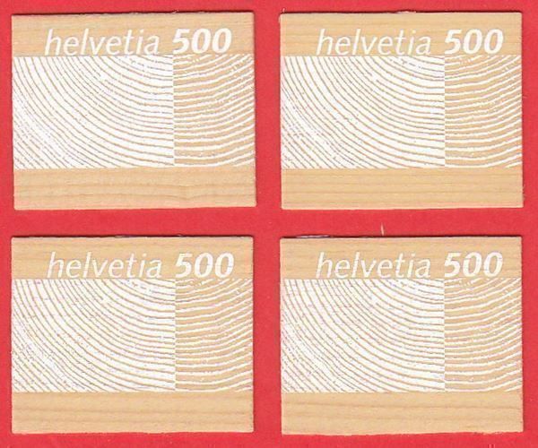 Tutti i francobolli: 2004  Holzmarken à 5Fr.    4 Stück  ** Postfrisch ** – Nuovo (secondo la descrizione) da Adliswil venduto da Aenti