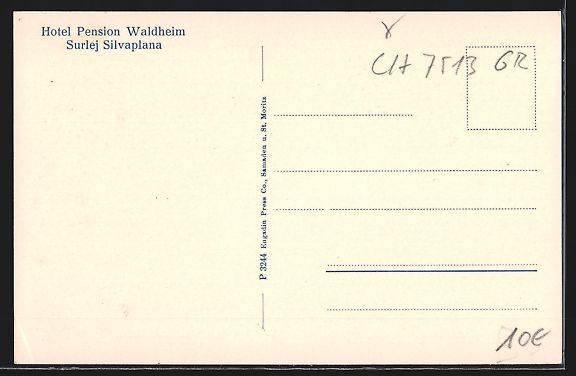 Cartoline postali: AK Silvaplana, Hotel Pension Waldheim – Usato da Berlin venduto da bartko-reher 1