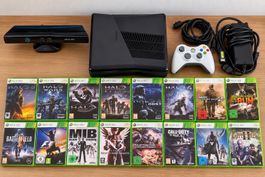 Xbox 360 Konsole schwarz mit Kinect und 35 Spielen