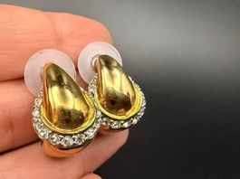 Vintage-Ohrringe Cabouchon Paris – Goldfarben