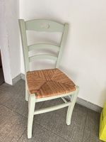 Wooden Chair with Straw Seat Light Green Used