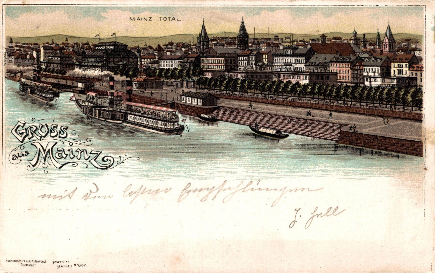 Cartoline postali: 3 Lithos Gruss aus Mainz (1898) – Usato da Bronschhofen venduto da Astore 4