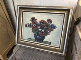*RAUSVERKAUF* Ölgemälde Anemonen, H. Kahlisch, gerahmt