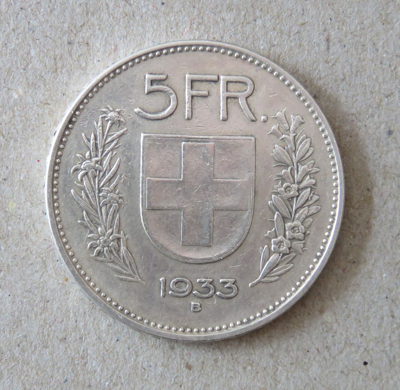 Tutti le monete: Fr. 5.-  1933  Silber – Usato da Kreuzlingen venduto da Koi4