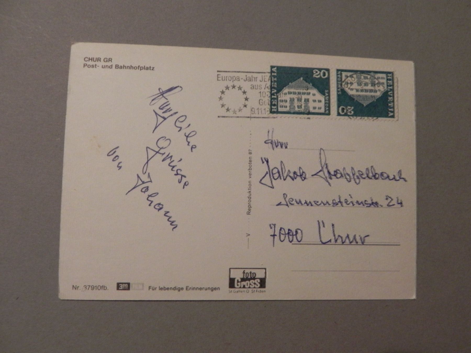 Ansichtskarten: Karte Postauto Chur GR Schweiz 1979 – Gebraucht aus Siebnen von krimsie 1