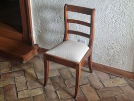 Chaise noyer style Napoléon III, 19ème, dossier à barrettes.