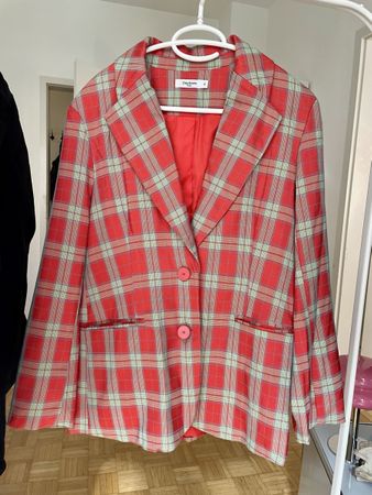 Daphnea Paris Blazer rot-grün-orange-kariert, Gr. S