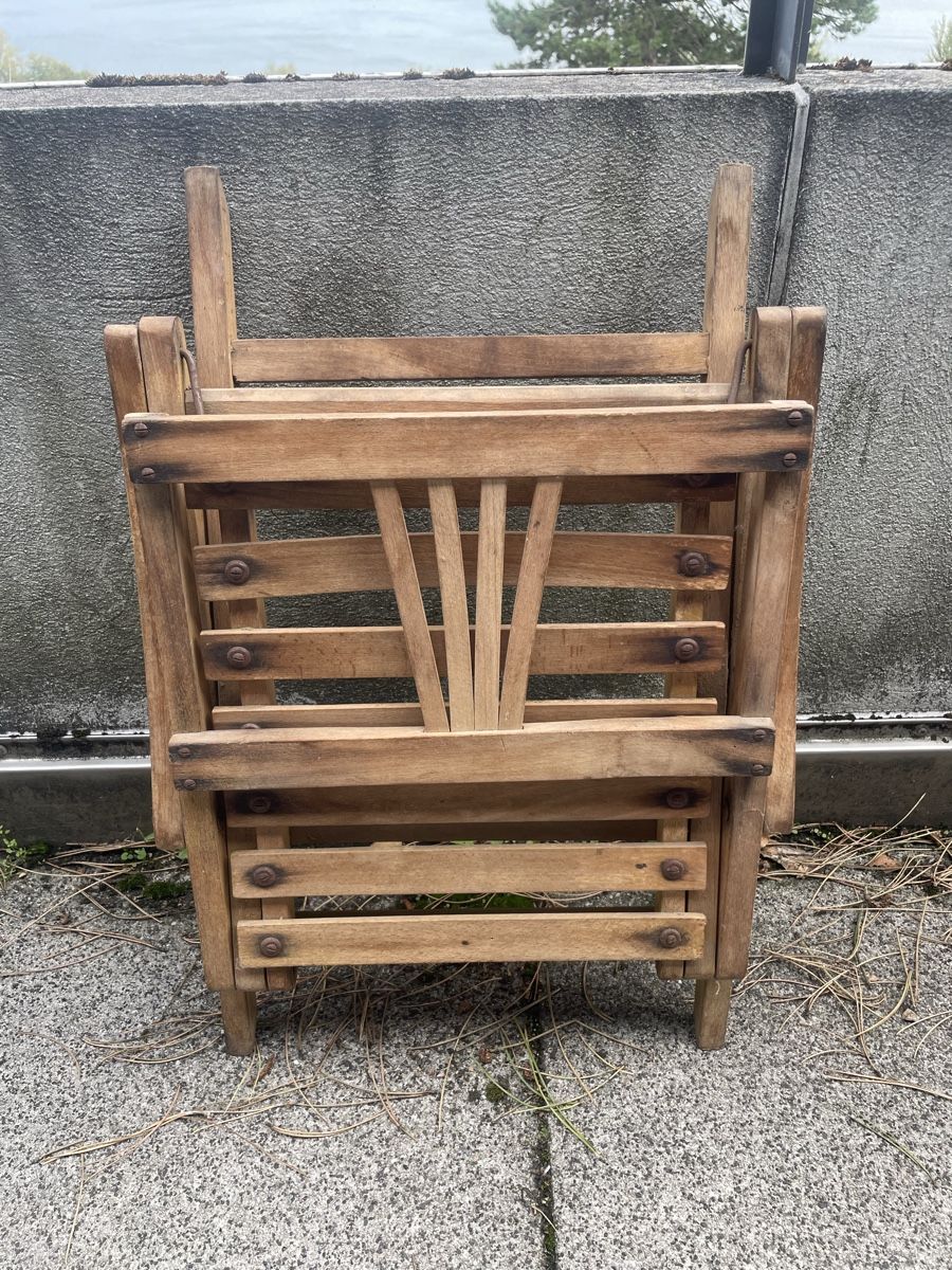 Sedie: Ancienne Chaise Pliante en Bois Massif – Usato da Vallamand venduto da Bricbracbroc82 8