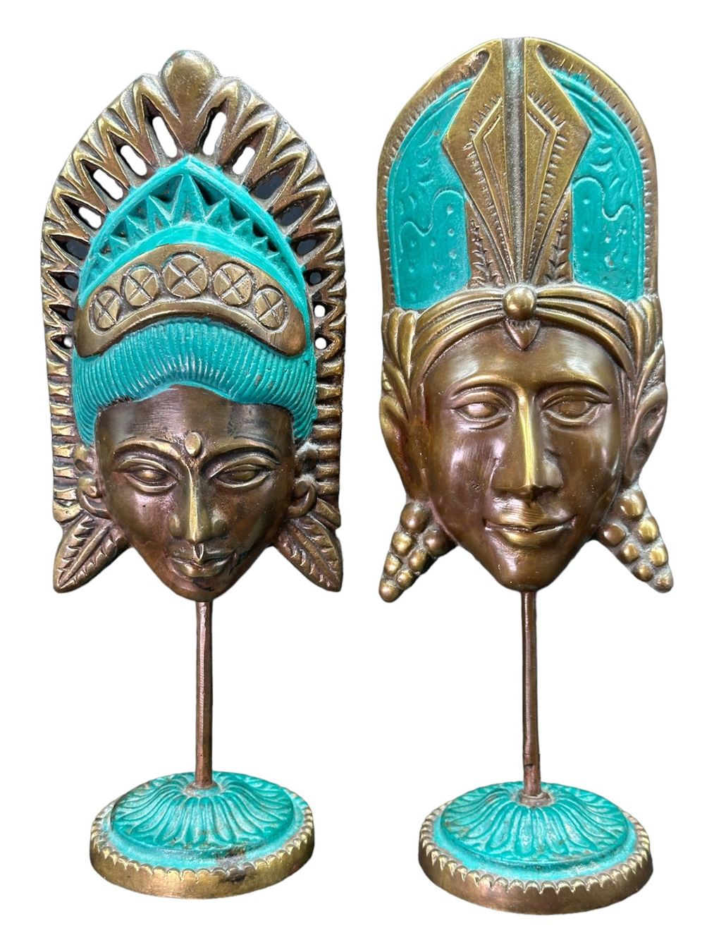 Sculture & Statue: Ensemble de deux anciens masques balinais bronze polychrome – Usato da Morges venduto da vintiques 1