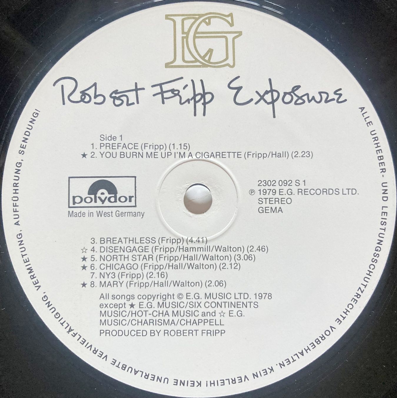 Schallplatten: KING CRIMSON / ROBERT FRIPP - EXPOSURE – Gebraucht aus Bottens von hotter-than-hell 3